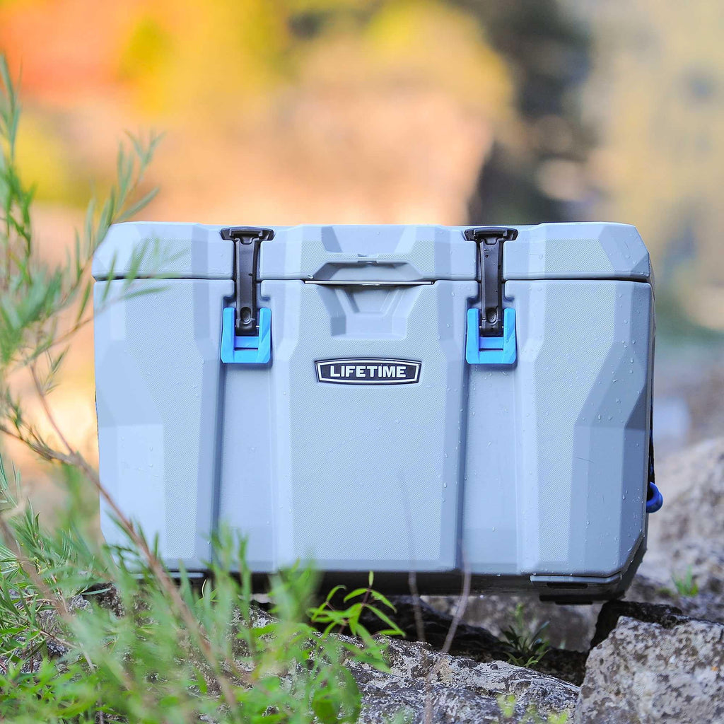 Lifetime 55qt Bear-Resistant Camping Cooler, Premium High Performance, Ice Retention, Hard Cooler, 60 Can Capacity, Light Gray