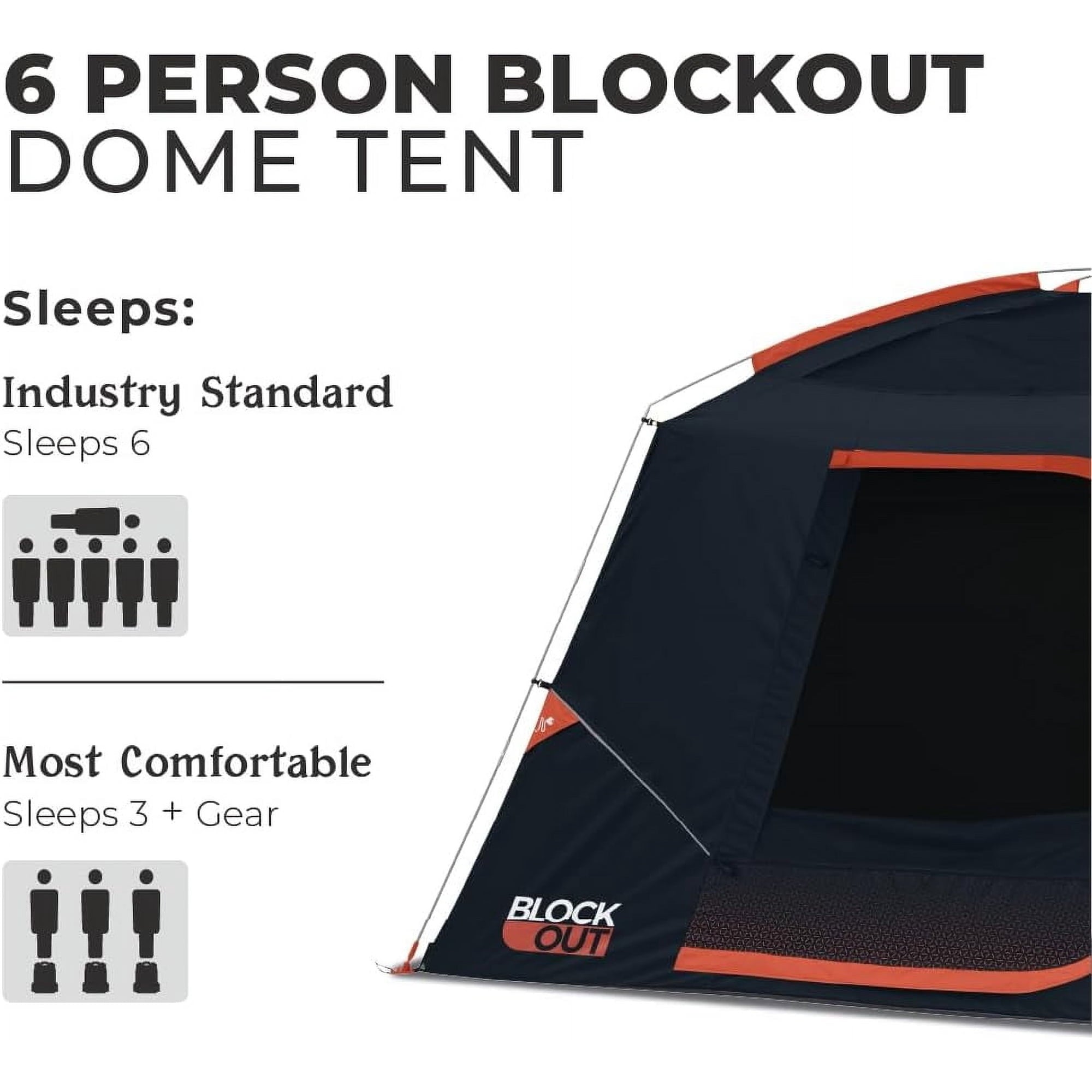 CORE 10' x 9' 6 Person Blockout Dome Camping Tent, 21lbs