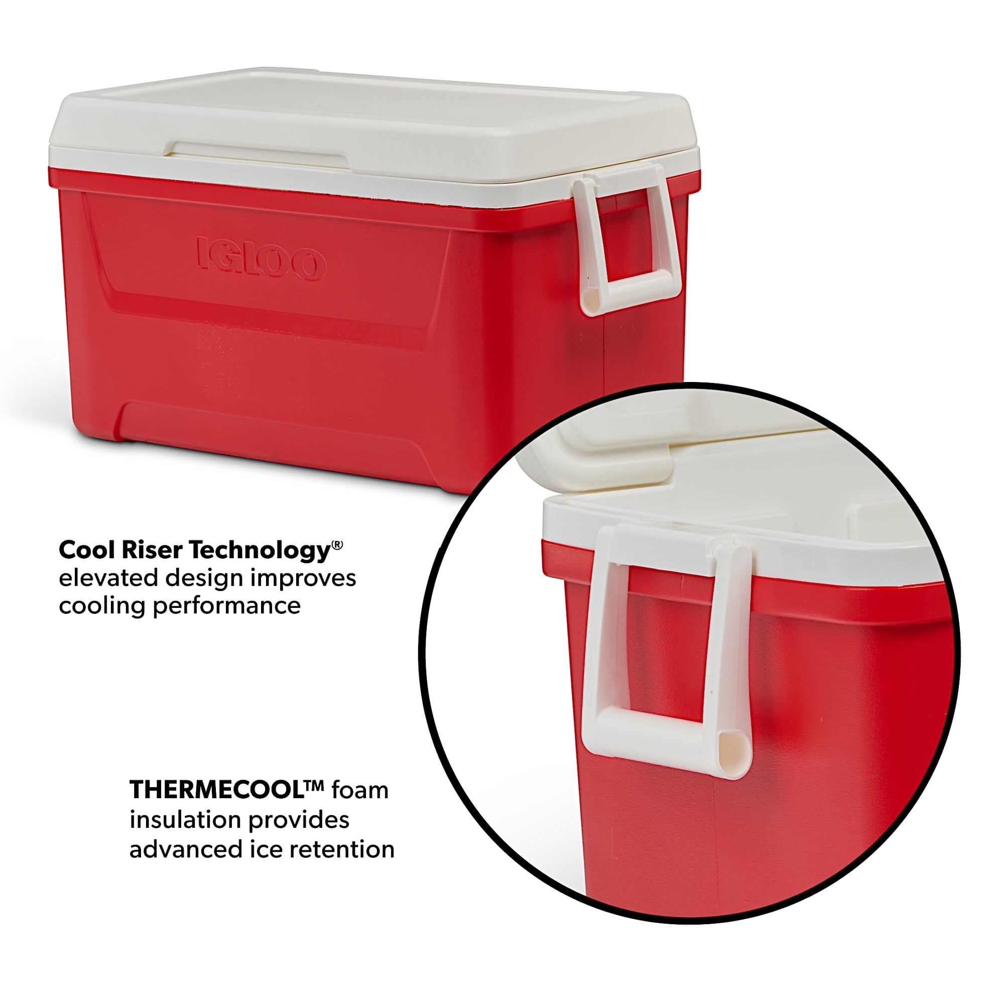 Igloo 48 QT Laguna Hard Sided Ice Chest Cooler, Red