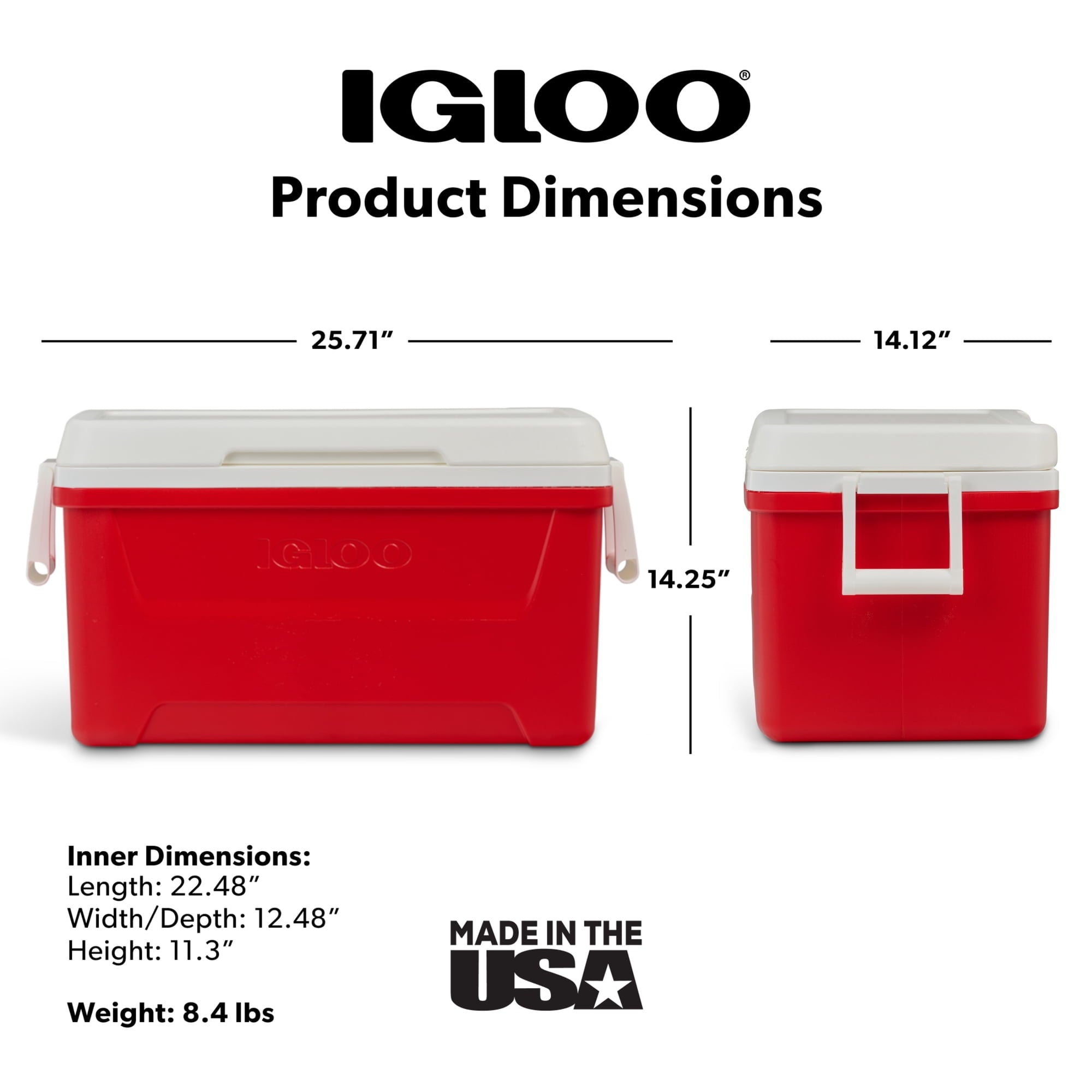 Igloo 48 QT Laguna Hard Sided Ice Chest Cooler, Red