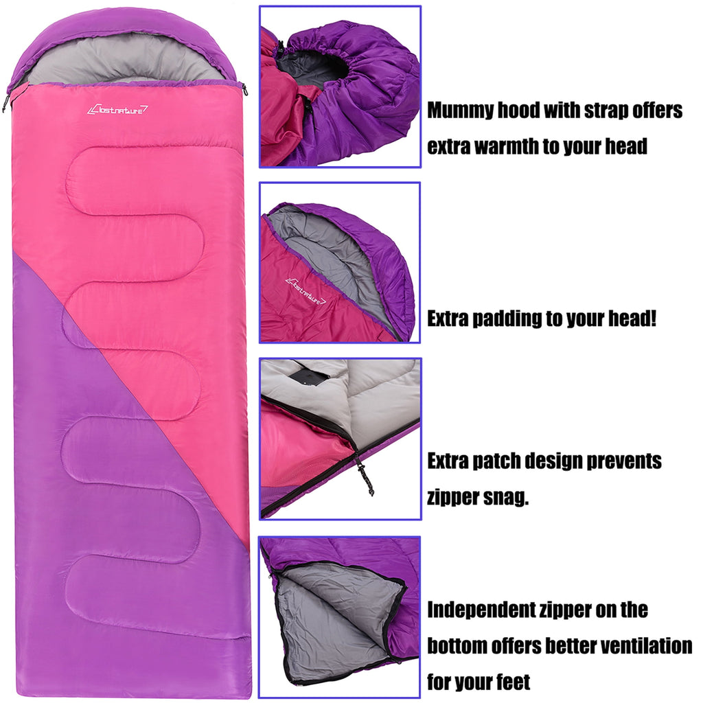 Tesleader Sleeping Bag for Adults and Kids,Backpacking Sleeping Bag for Cold Weather(Left Zipper)
