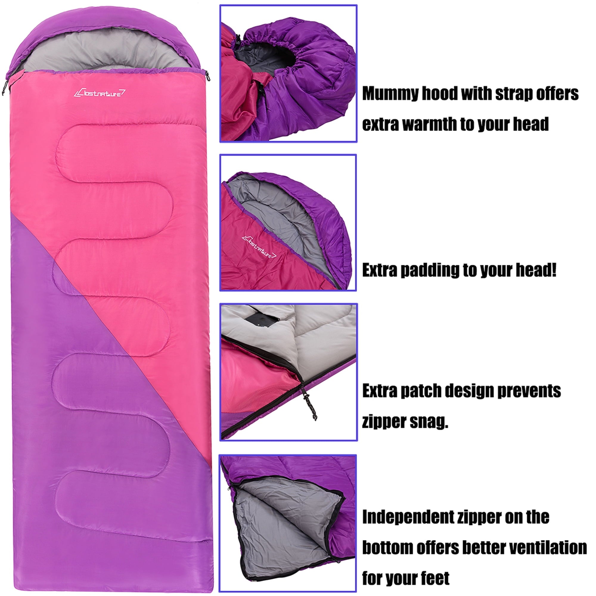 Tesleader Sleeping Bag for Adults and Kids,Backpacking Sleeping Bag for Cold Weather(Left Zipper)