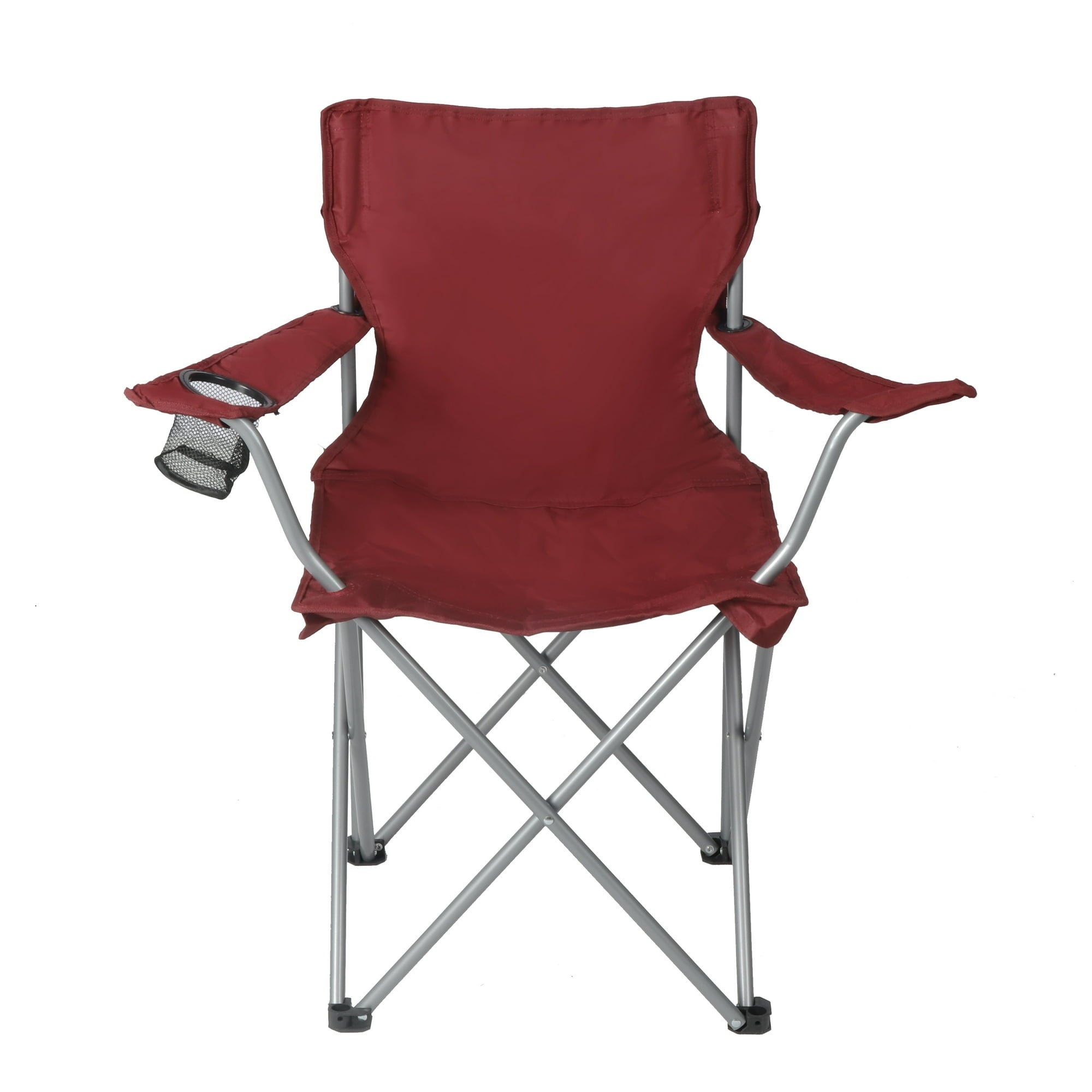 Ozark Trail Quad Folding Camp Chair with Cup Holder, Red