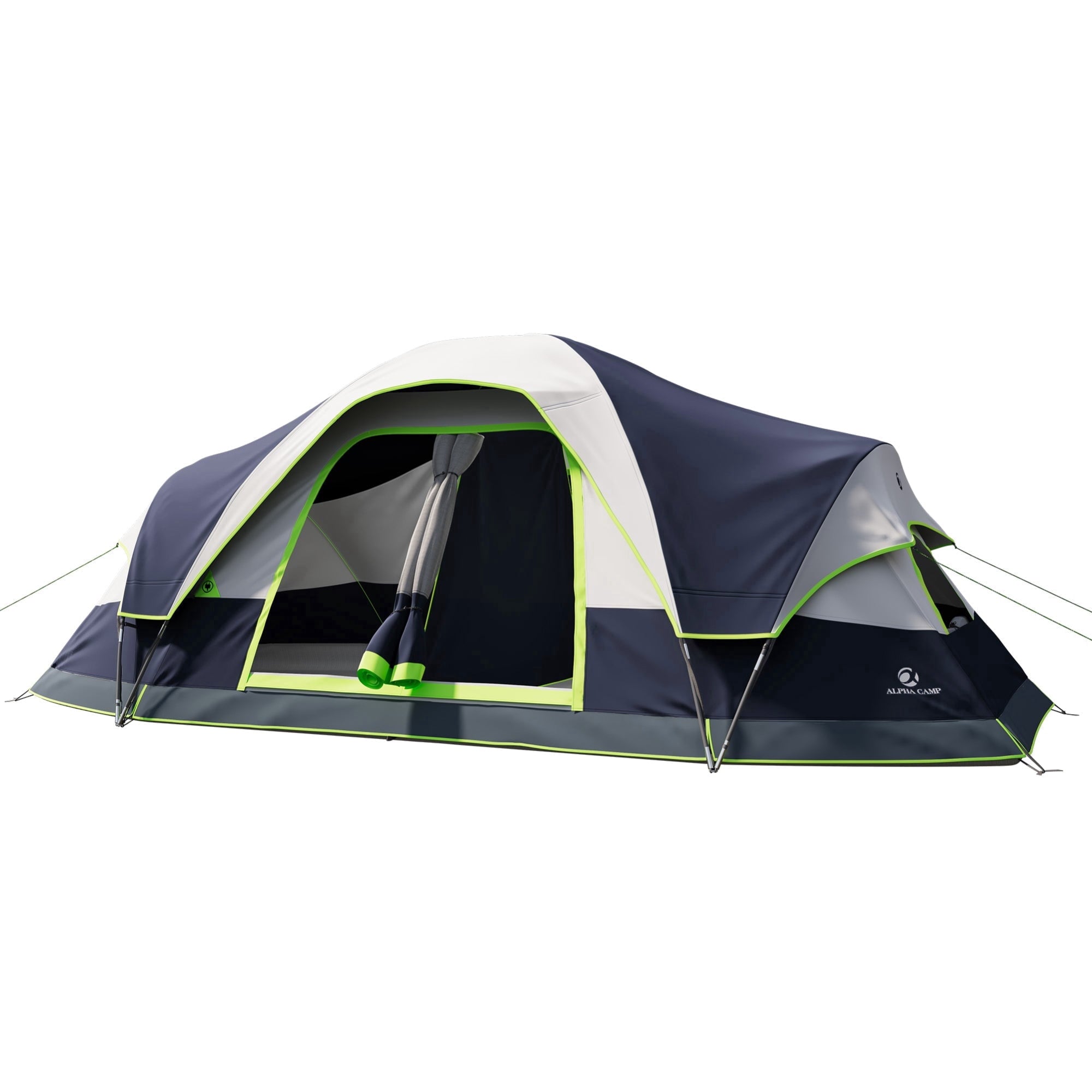 Sophia & William 10 Person Camping Tent 18x9ft Cabin Tent with Removable Divider and Mesh Screen Windows, Blue