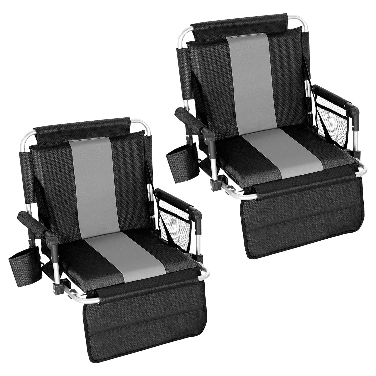 Alpha Joy 2 Pack Stadium Seat for Bleachers Wide Padded Bleacher Seats with Backrest Comfortable Folding Stadium Chair with Cup Holder, Gray
