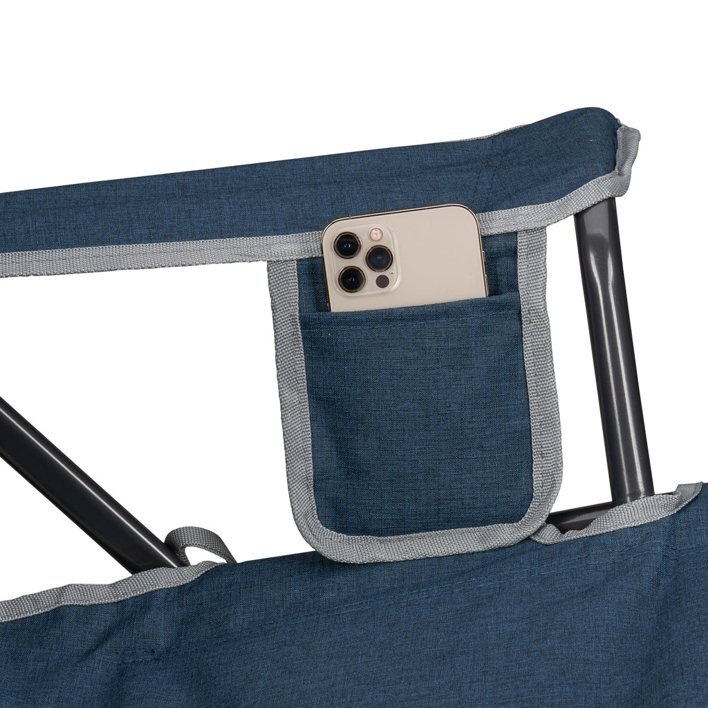 GCI Outdoor Kickback Rocker Low Profile Rocking Camping Chair with Cup Holder, Heathered Indigo