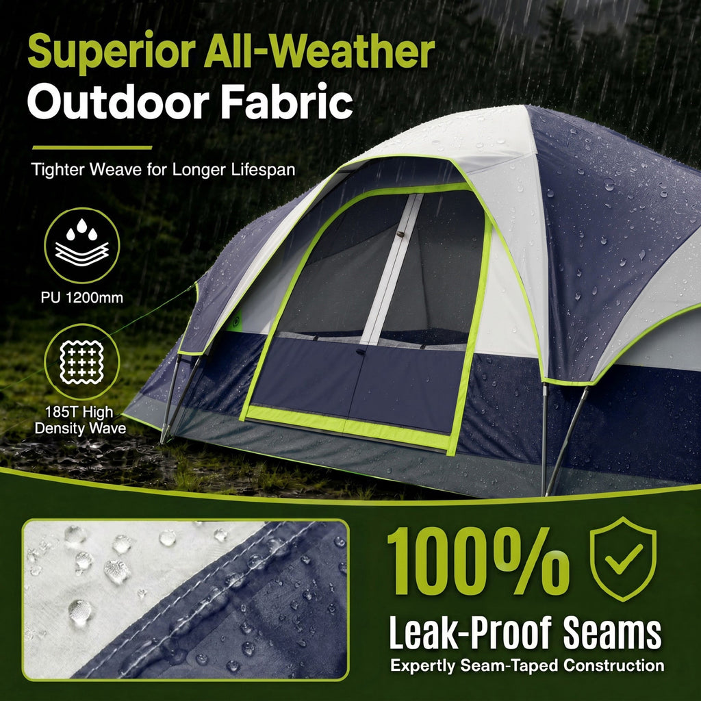 Sophia & William 10 Person Camping Tent 18x9ft Cabin Tent with Removable Divider and Mesh Screen Windows, Blue